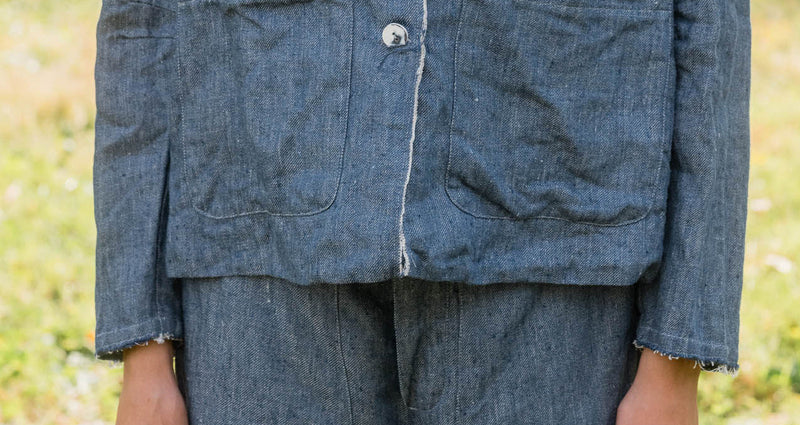 sula clothing linen denim ss25 — big stan jacket and flare pants