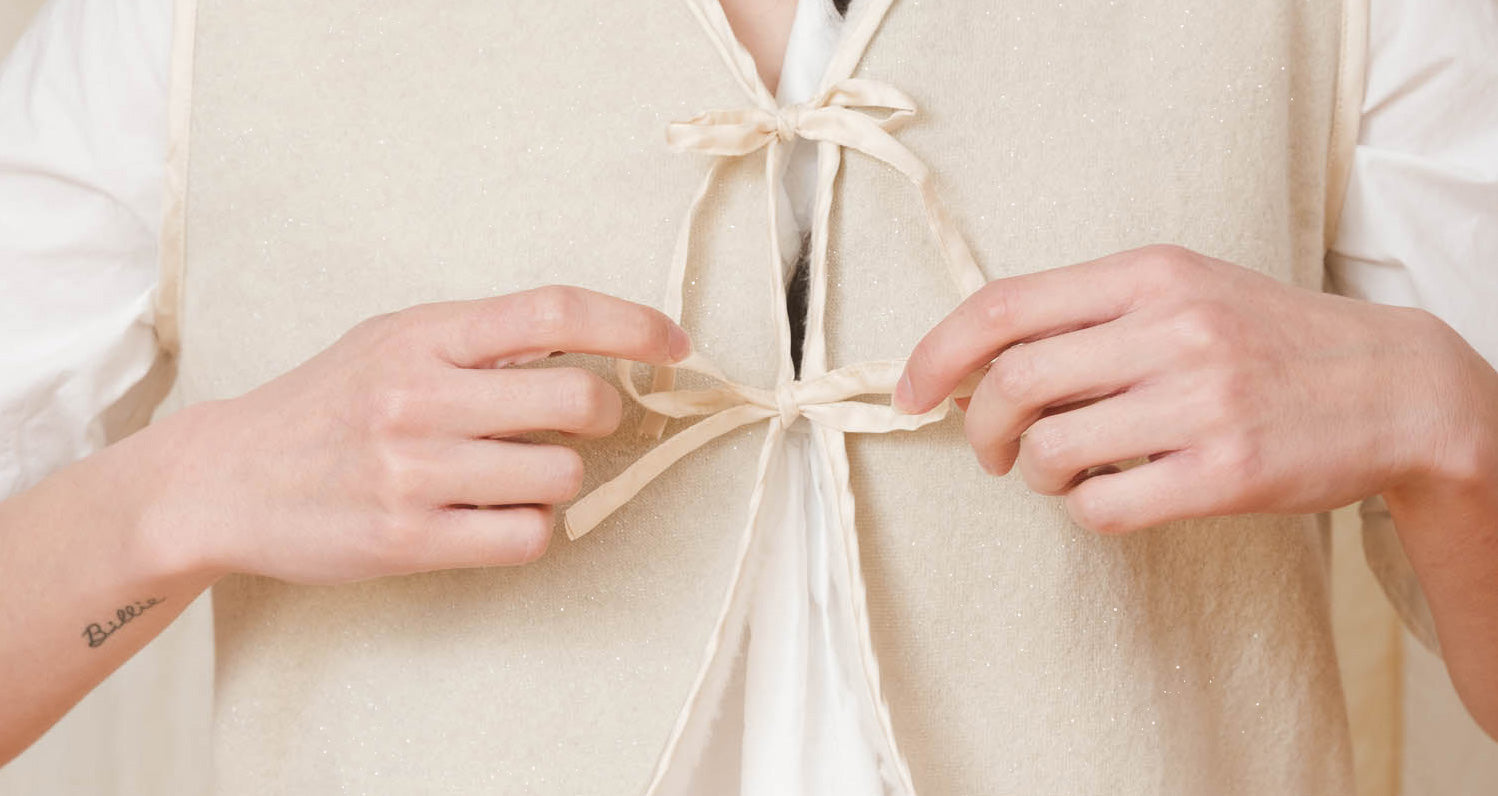 cashmere sparkle tie vest