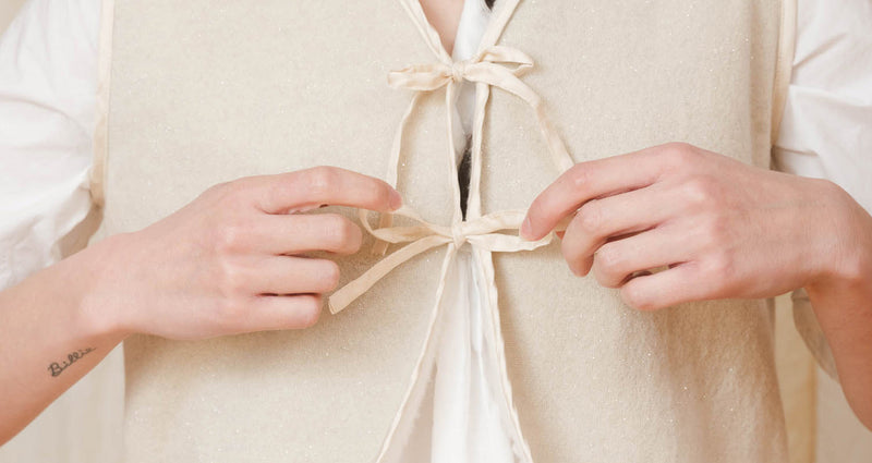 cashmere sparkle tie vest