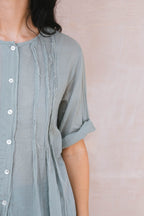 cuffless pleat shirt cotton voile