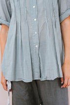 cuffless pleat shirt cotton voile