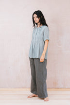 cuffless pleat shirt cotton voile