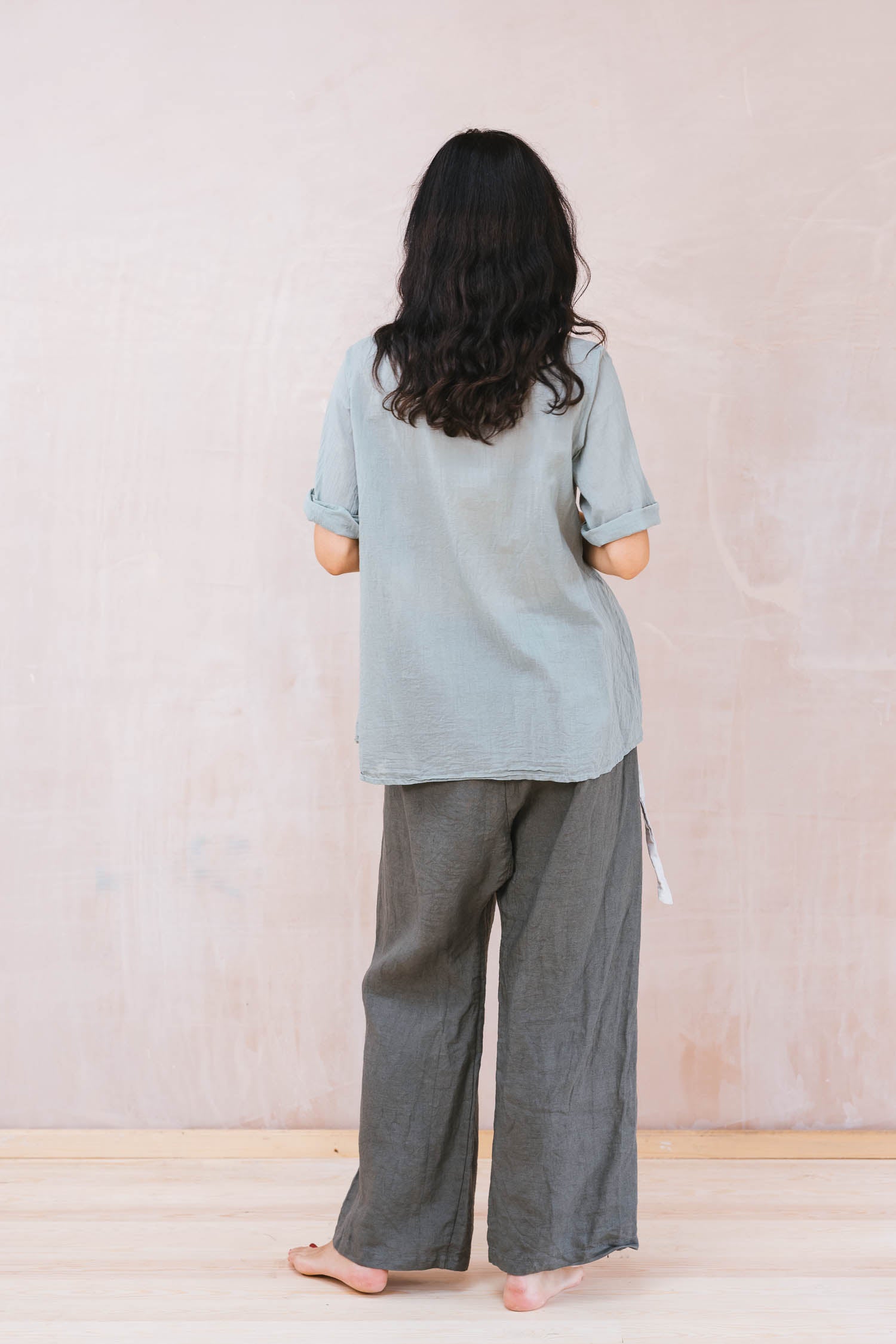 cuffless pleat shirt cotton voile