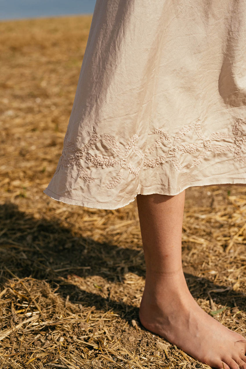 cutwork skirt short bias cut silk cotton satin