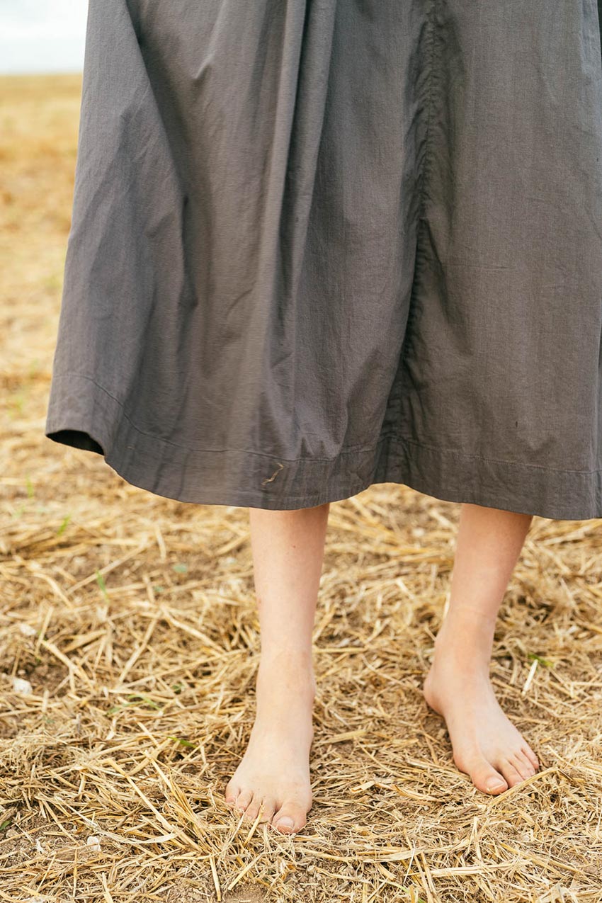 sale double pleat dress cotton cambric