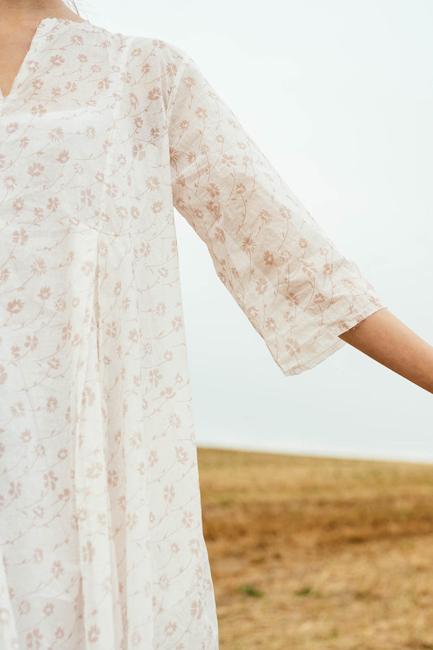 double pleat dress printed