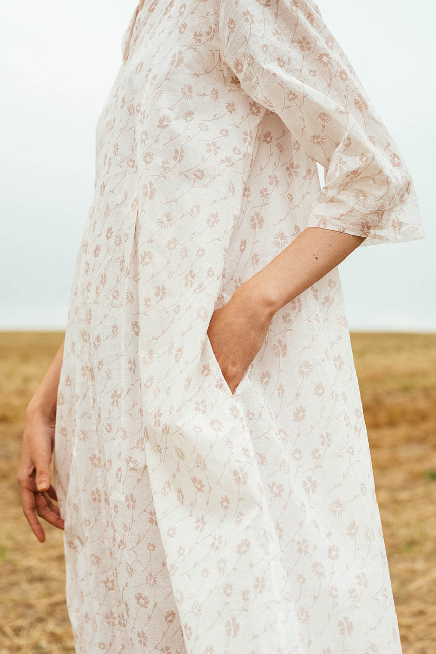 double pleat dress printed