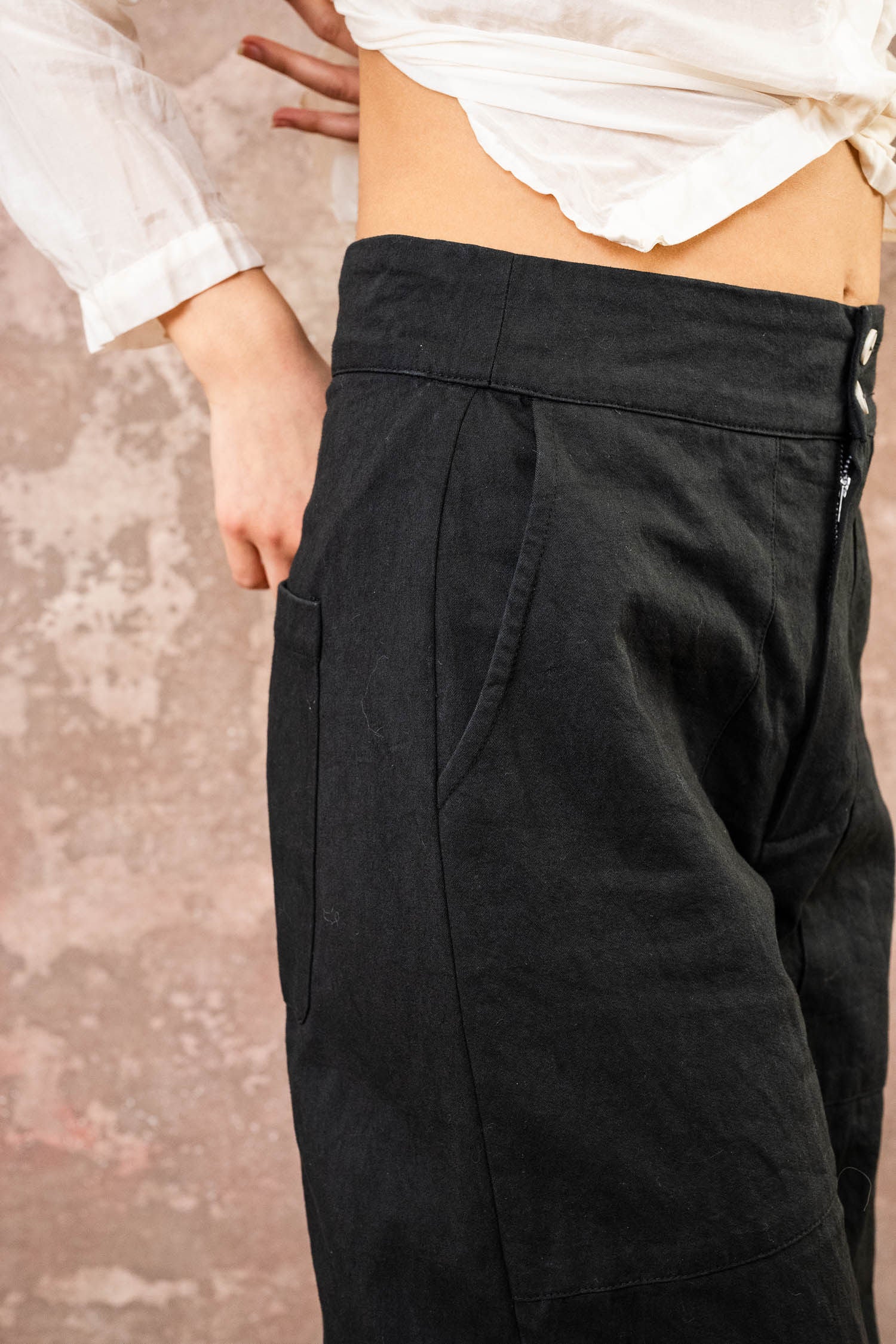 flare pants cotton twill