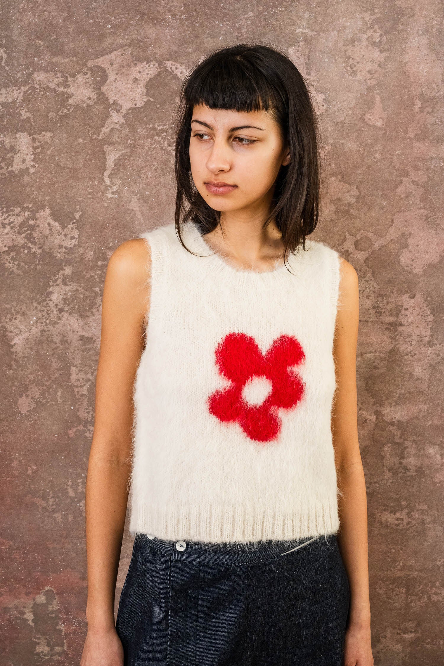 fluffy alpaca flower vest