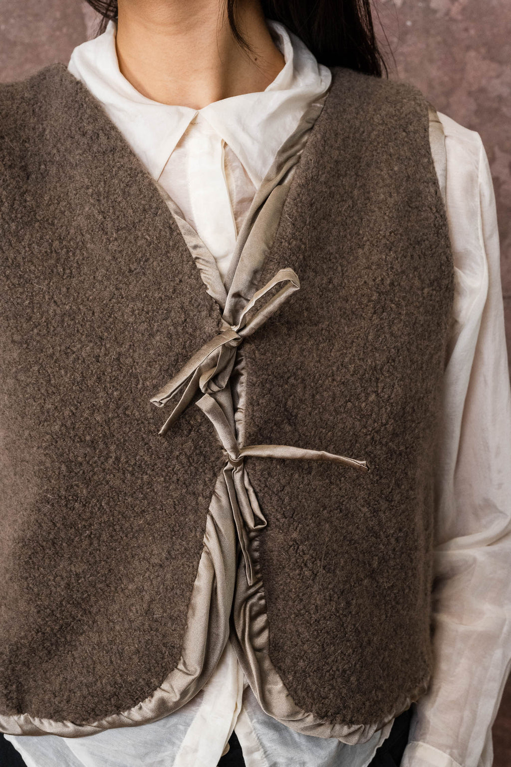 fluffy tie vest