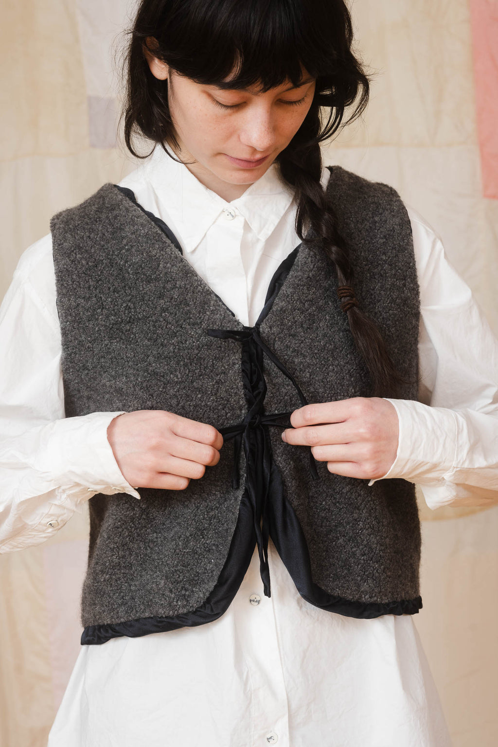 sale fluffy tie vest