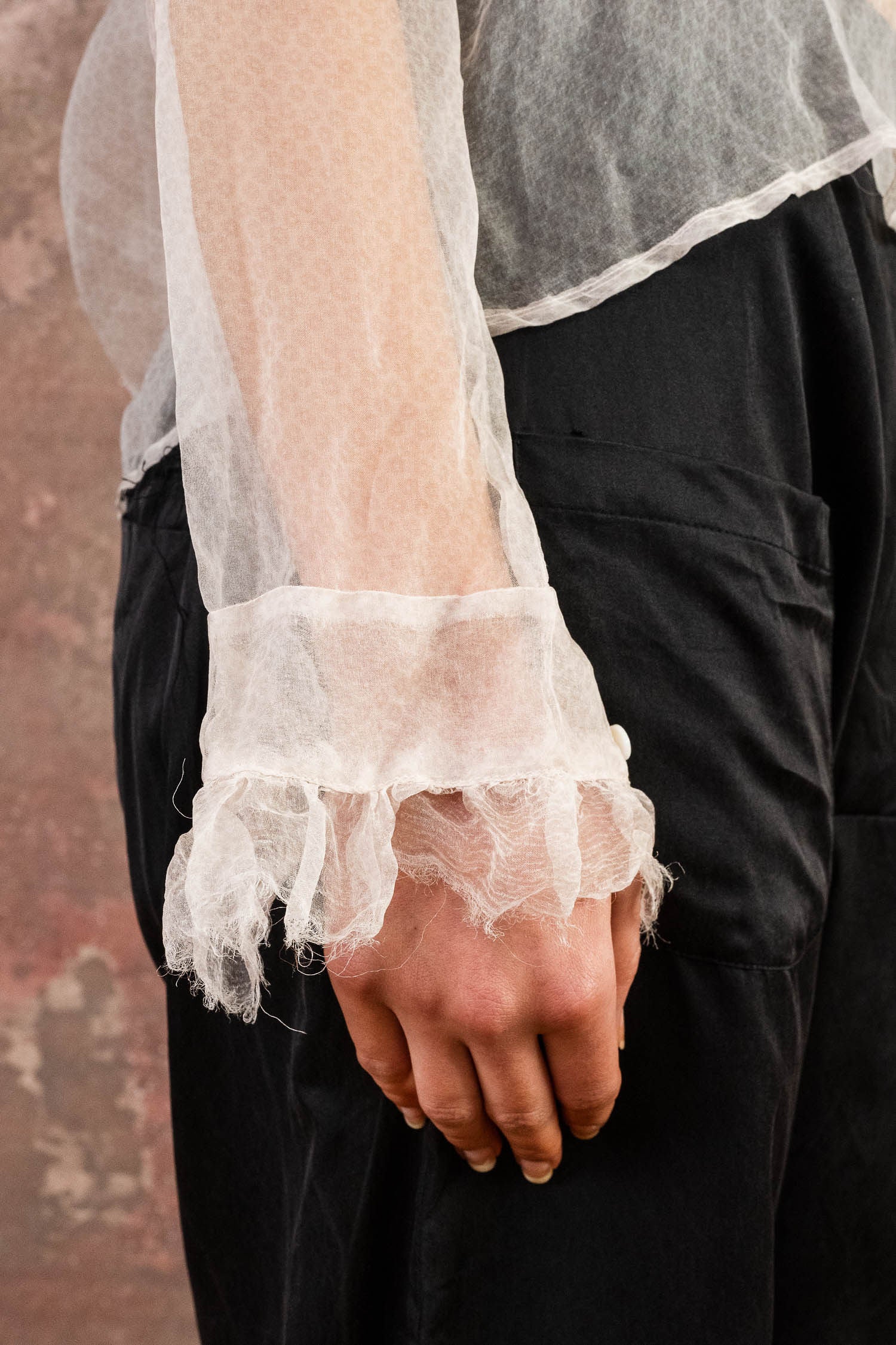 frill blouse organza print