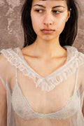 frill blouse organza print