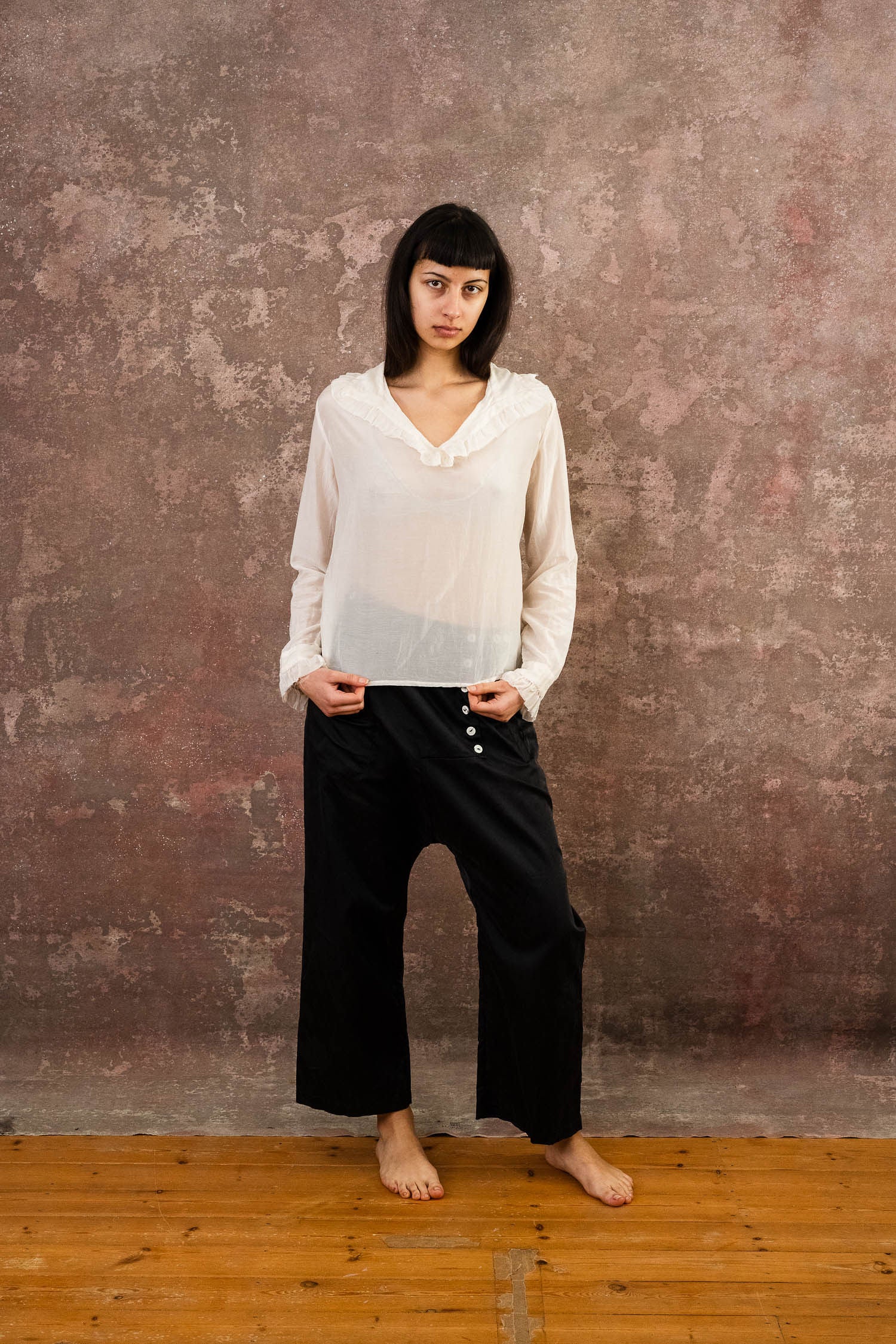 frill blouse silk cotton voile
