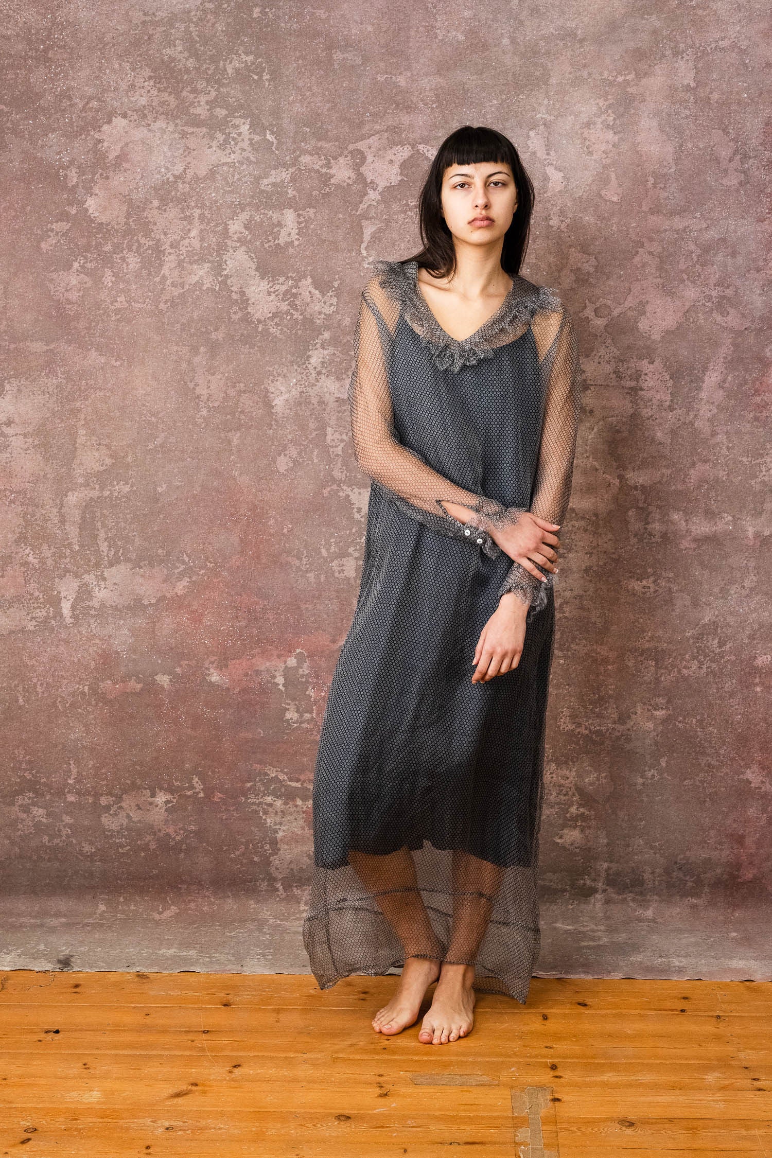 frill dress organza print