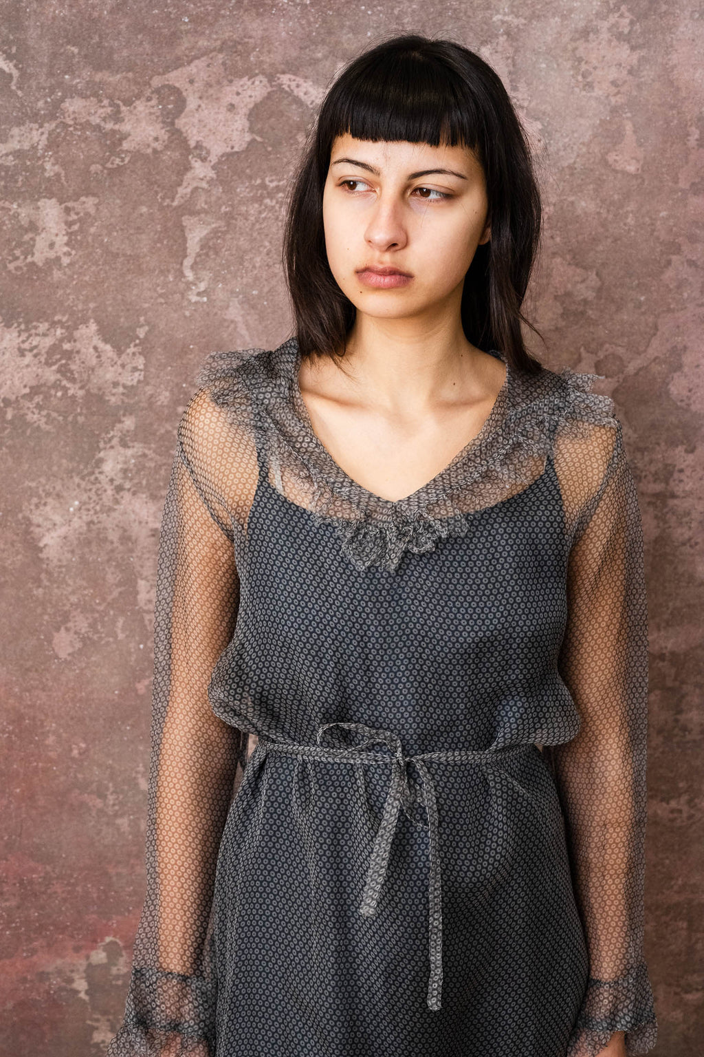 frill dress organza print