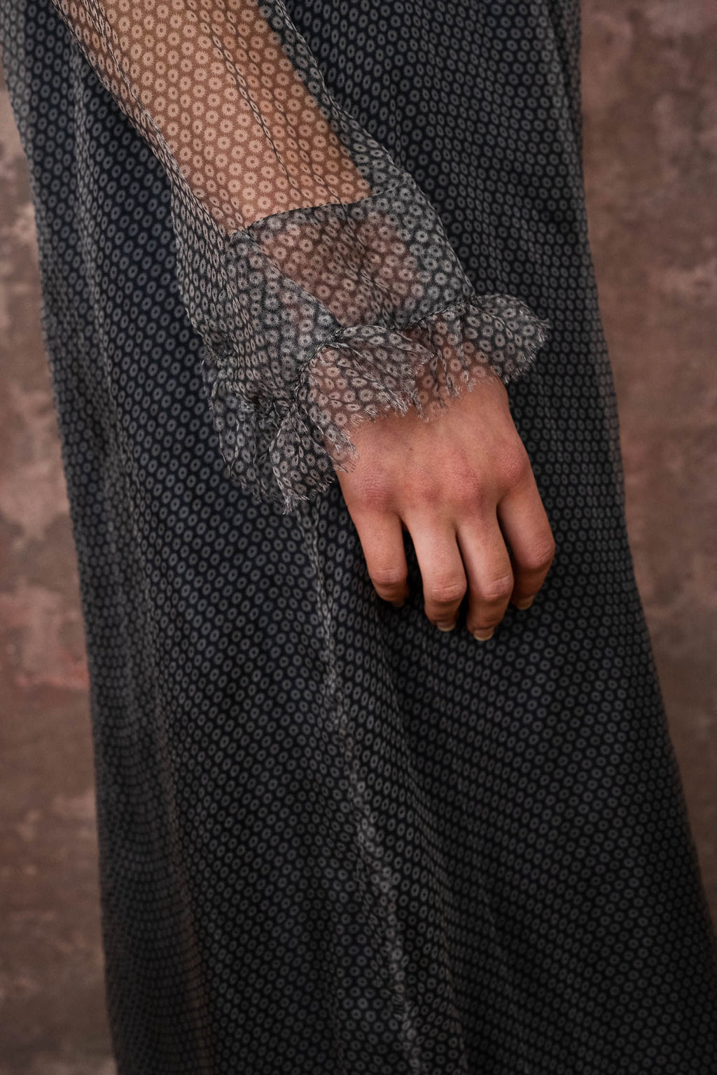 frill dress organza print