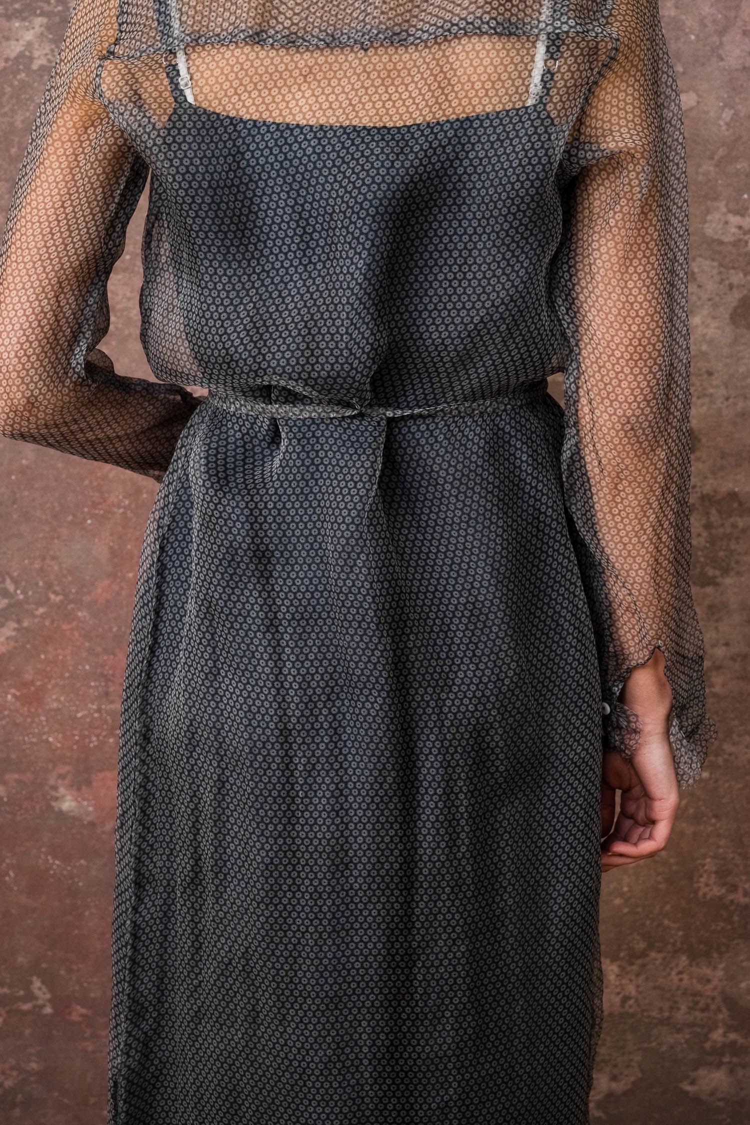 frill dress organza print