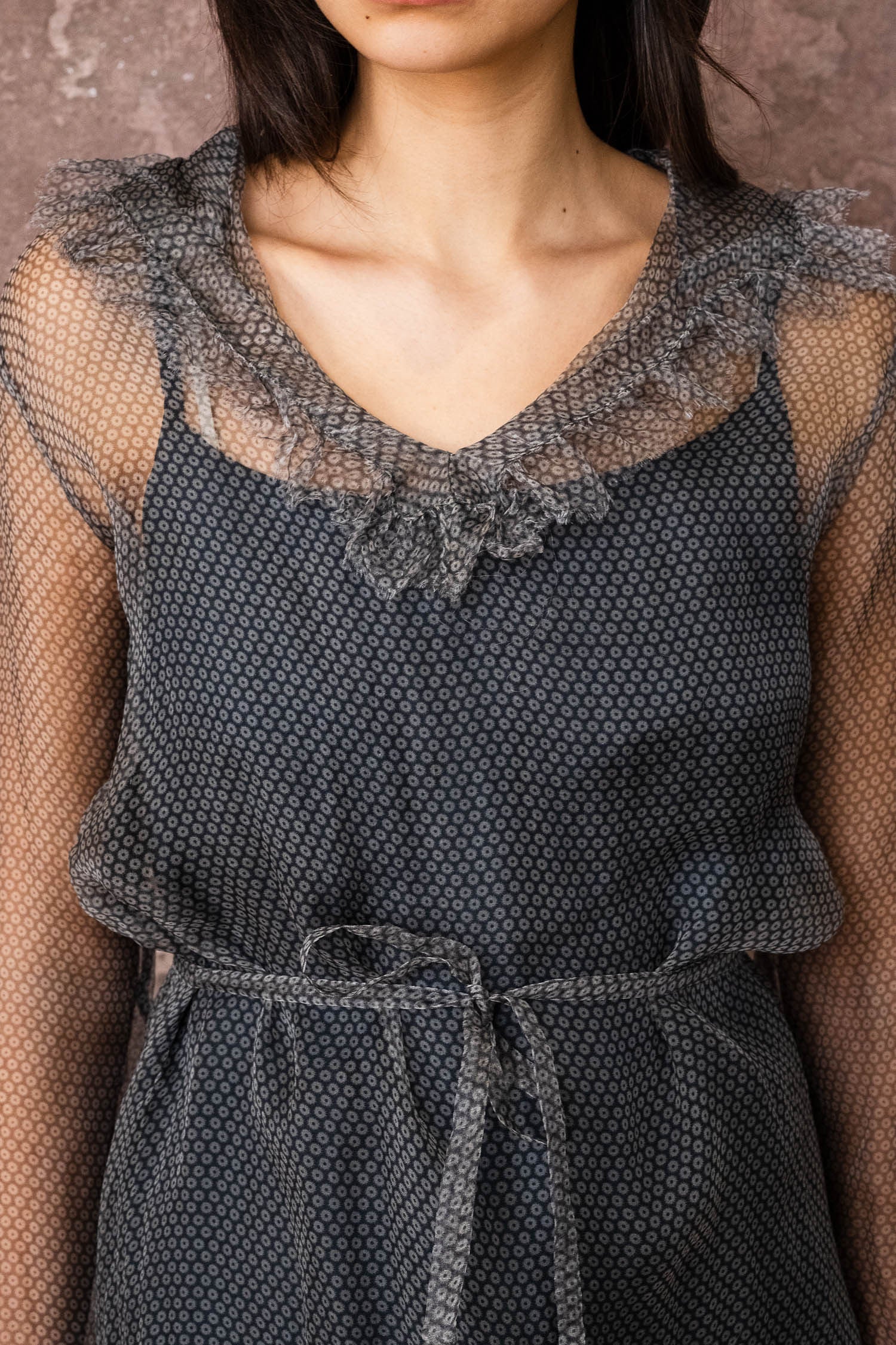 frill dress organza print