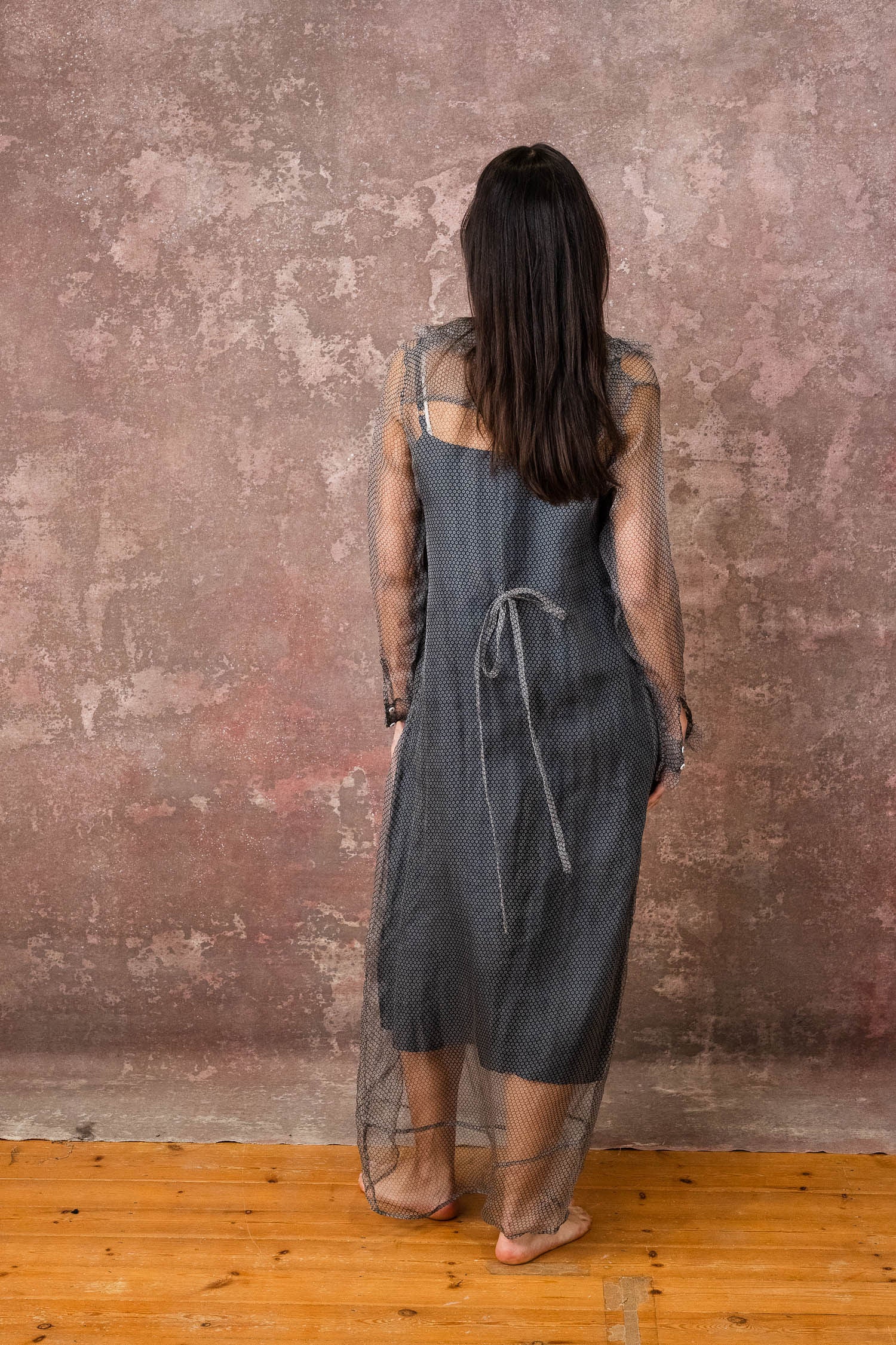 frill dress organza print