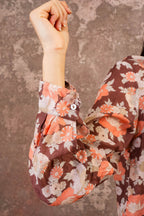 frill front party shirt silk cotton voile print