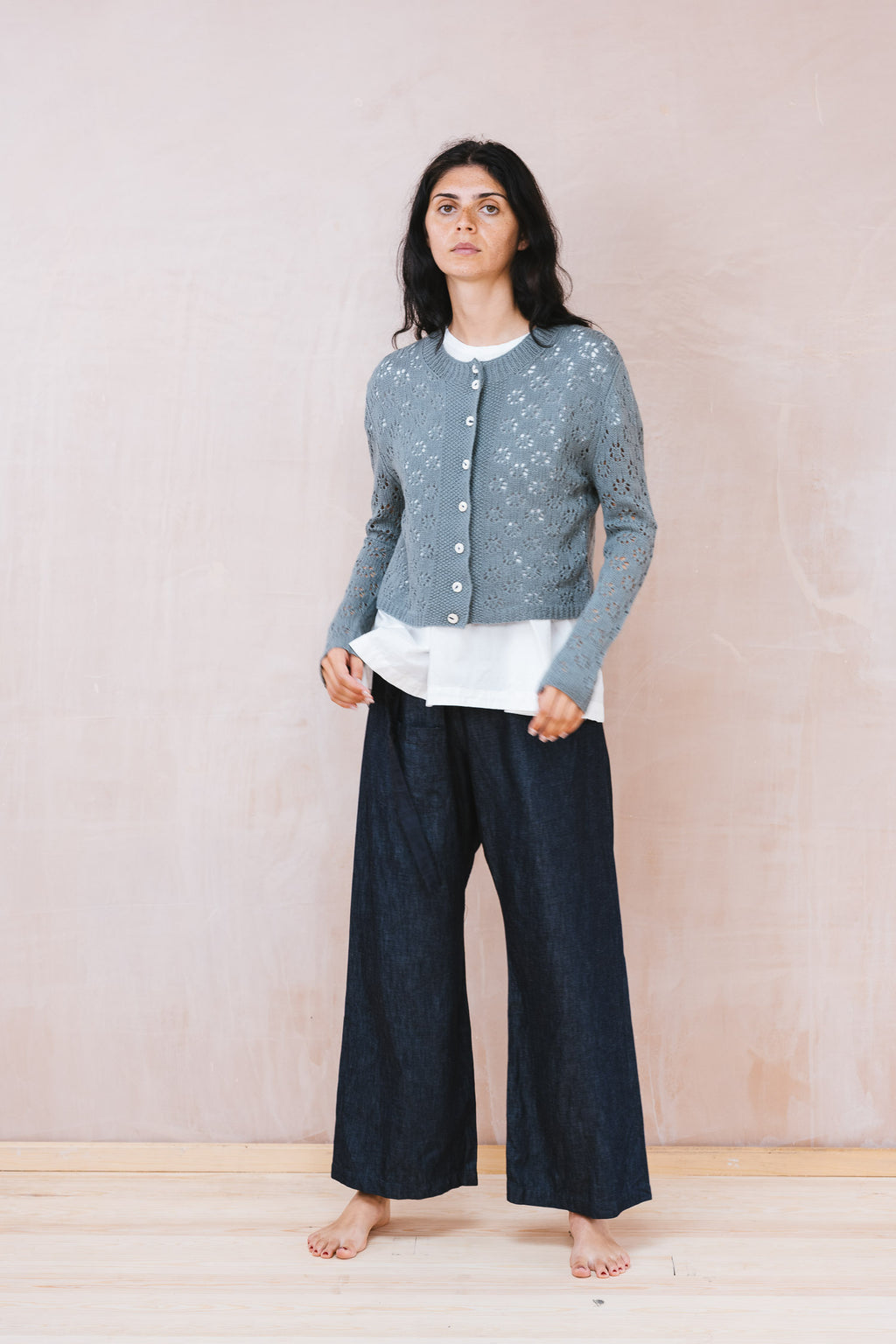 nickel cardigan lacey cotton cashmere