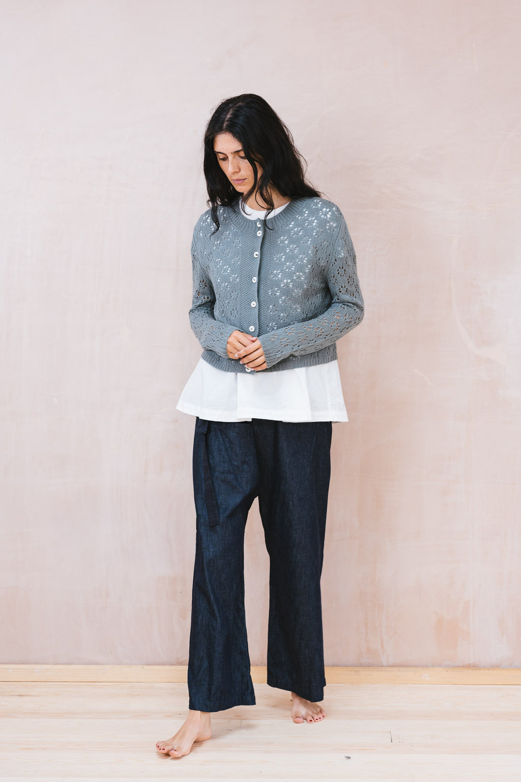 nickel cardigan lacey cotton cashmere