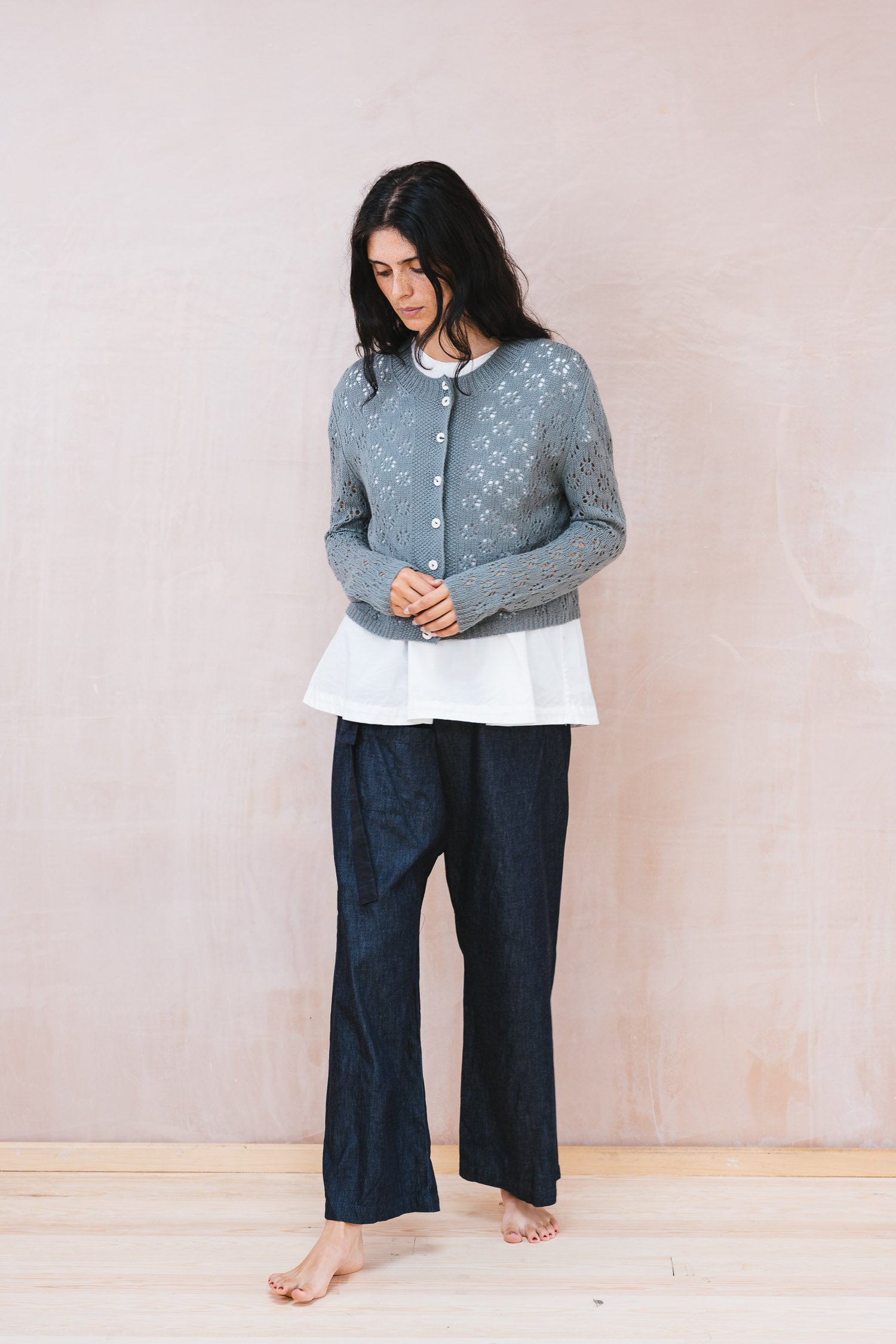 nickel cardigan lacey cotton cashmere