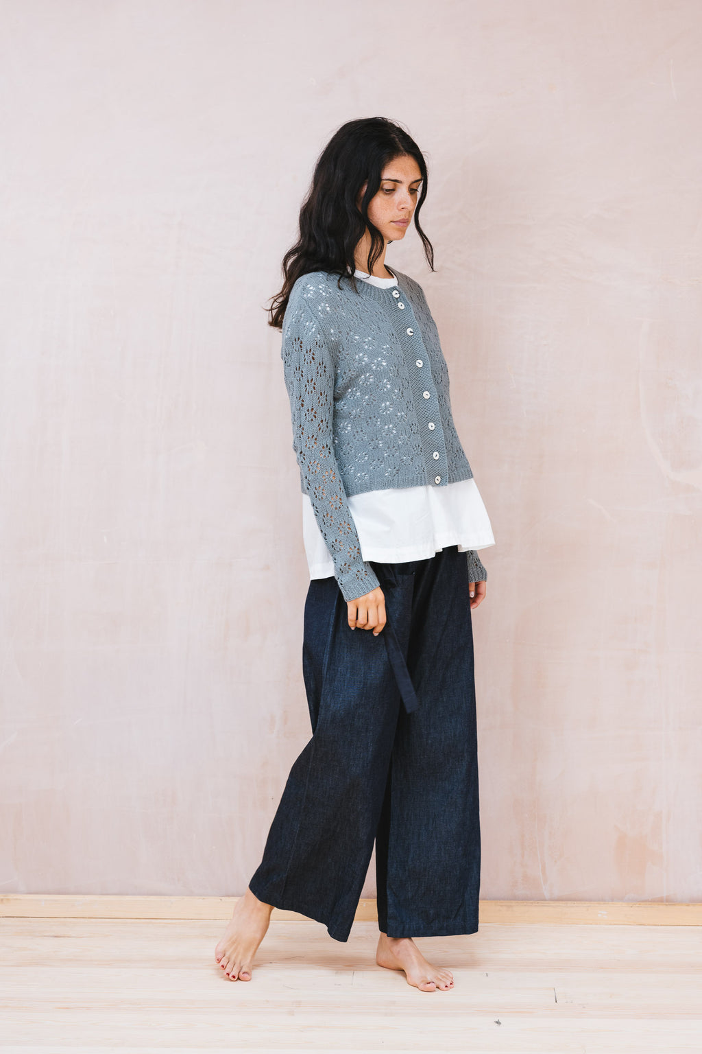 nickel cardigan lacey cotton cashmere