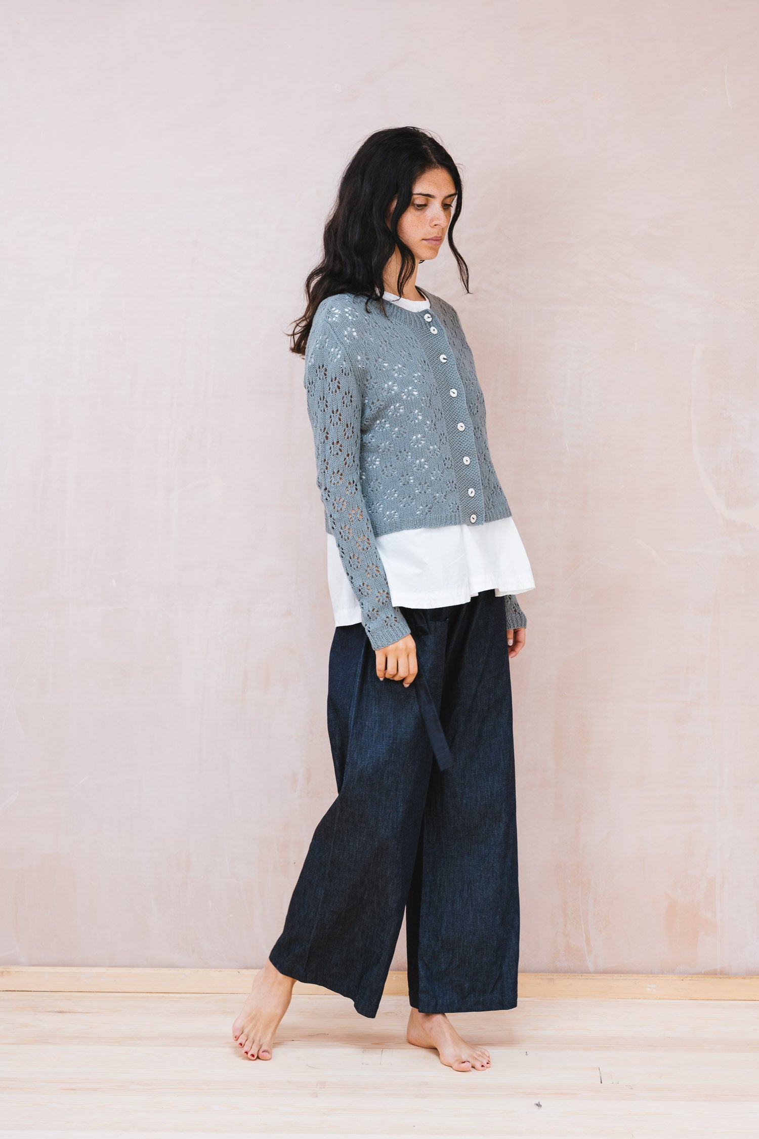 nickel cardigan lacey cotton cashmere