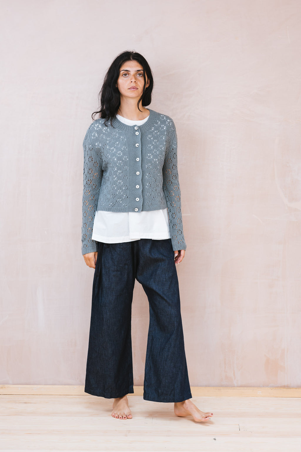 nickel cardigan lacey cotton cashmere