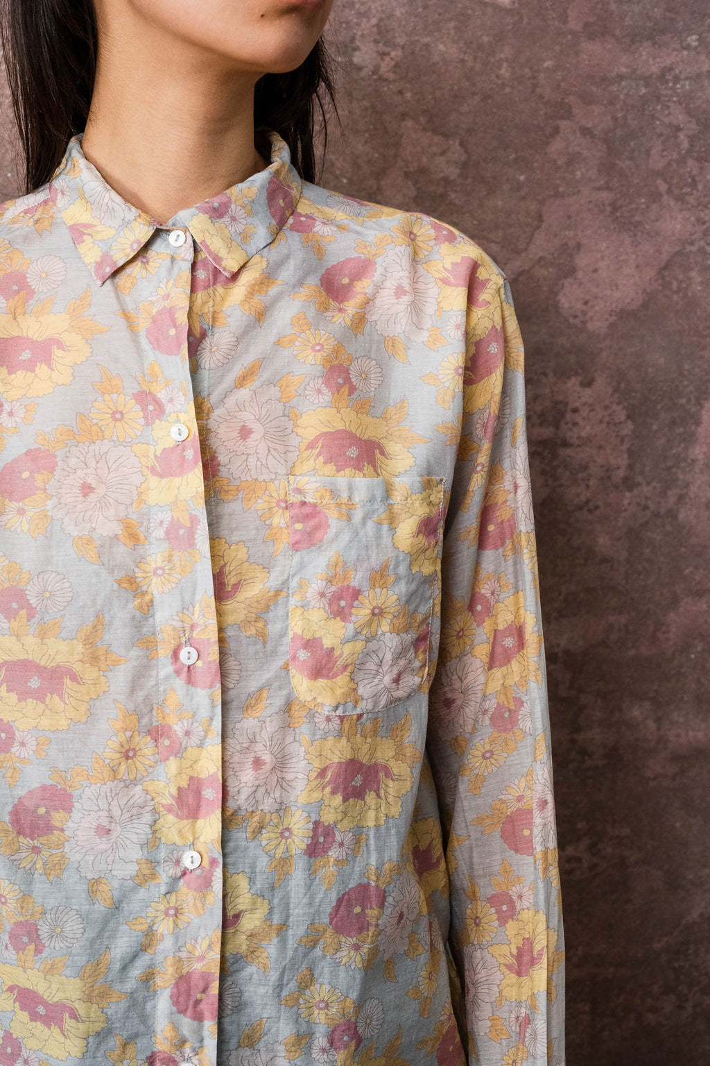 man shirt silk cotton voile print