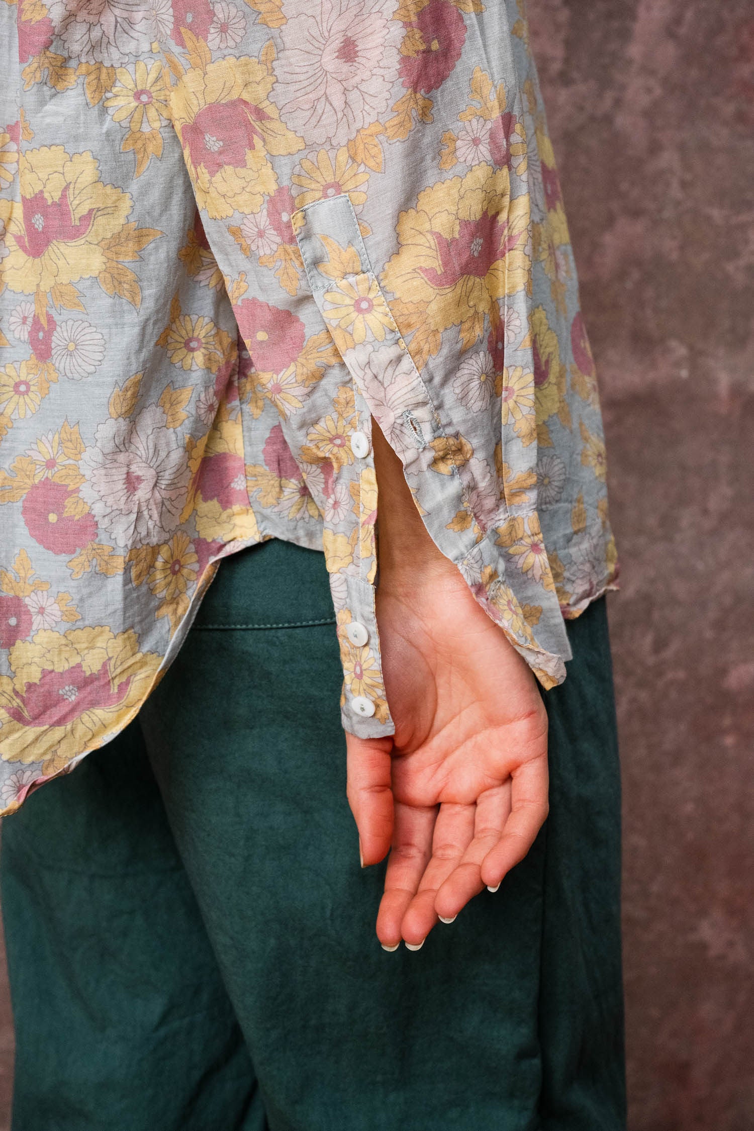 man shirt silk cotton voile print