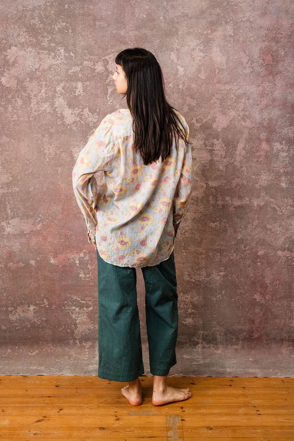 man shirt silk cotton voile print