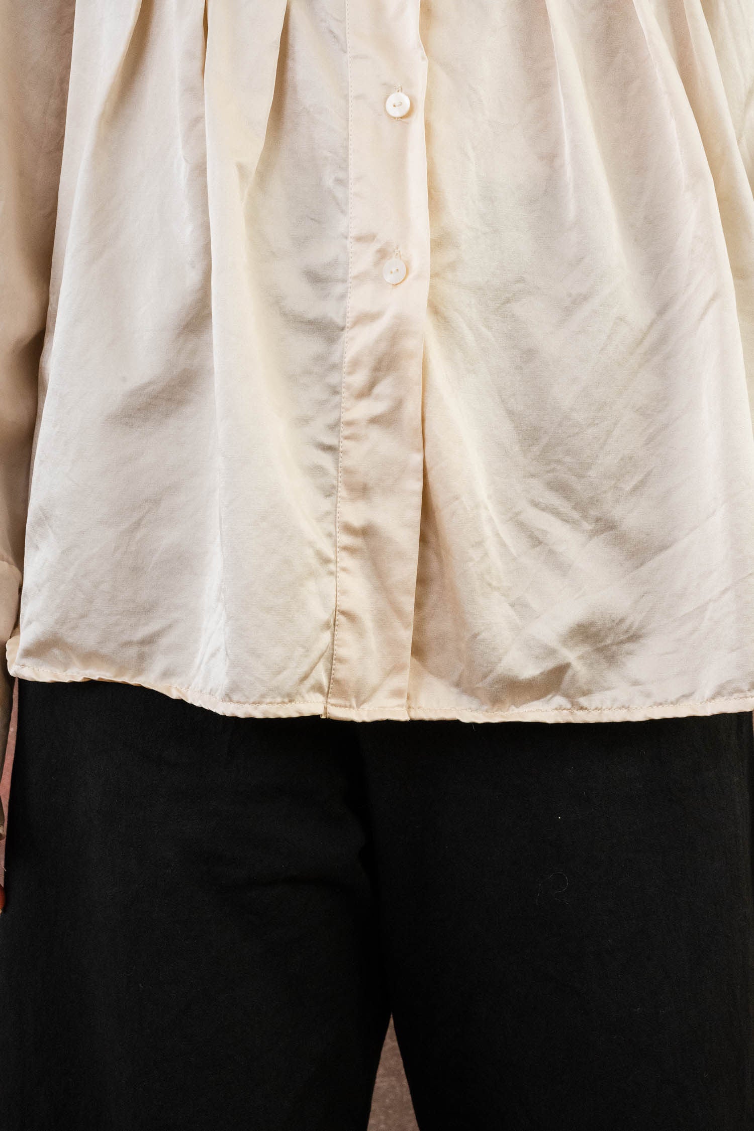 pleat shirt silk cotton satin
