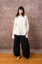 pleat shirt silk cotton satin