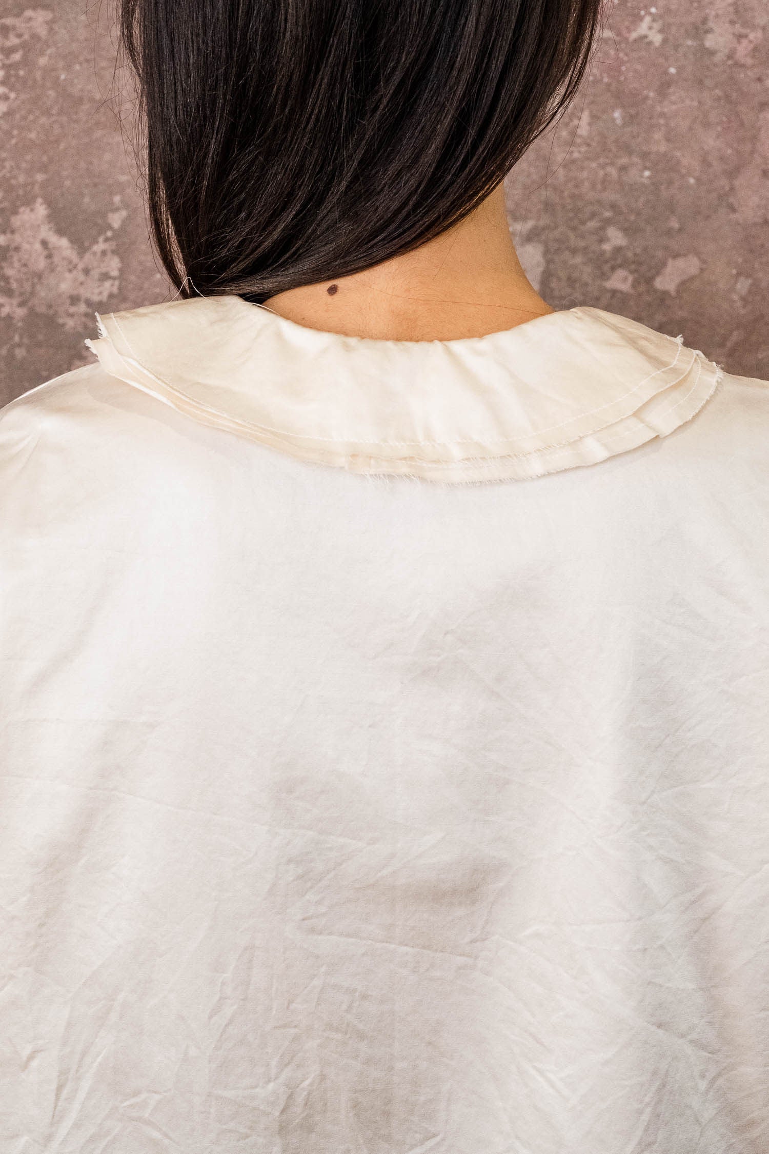 round collar blouse silk cotton satin
