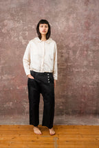 round collar blouse silk cotton satin