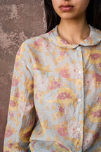 round collar shirt silk cotton voile print
