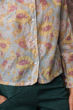 round collar shirt silk cotton voile print