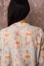round collar shirt silk cotton voile print