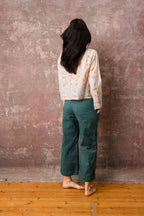 round collar shirt silk cotton voile print