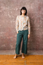 round collar shirt silk cotton voile print
