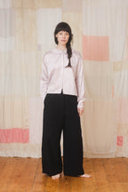 sale round collar blouse silk cotton satin