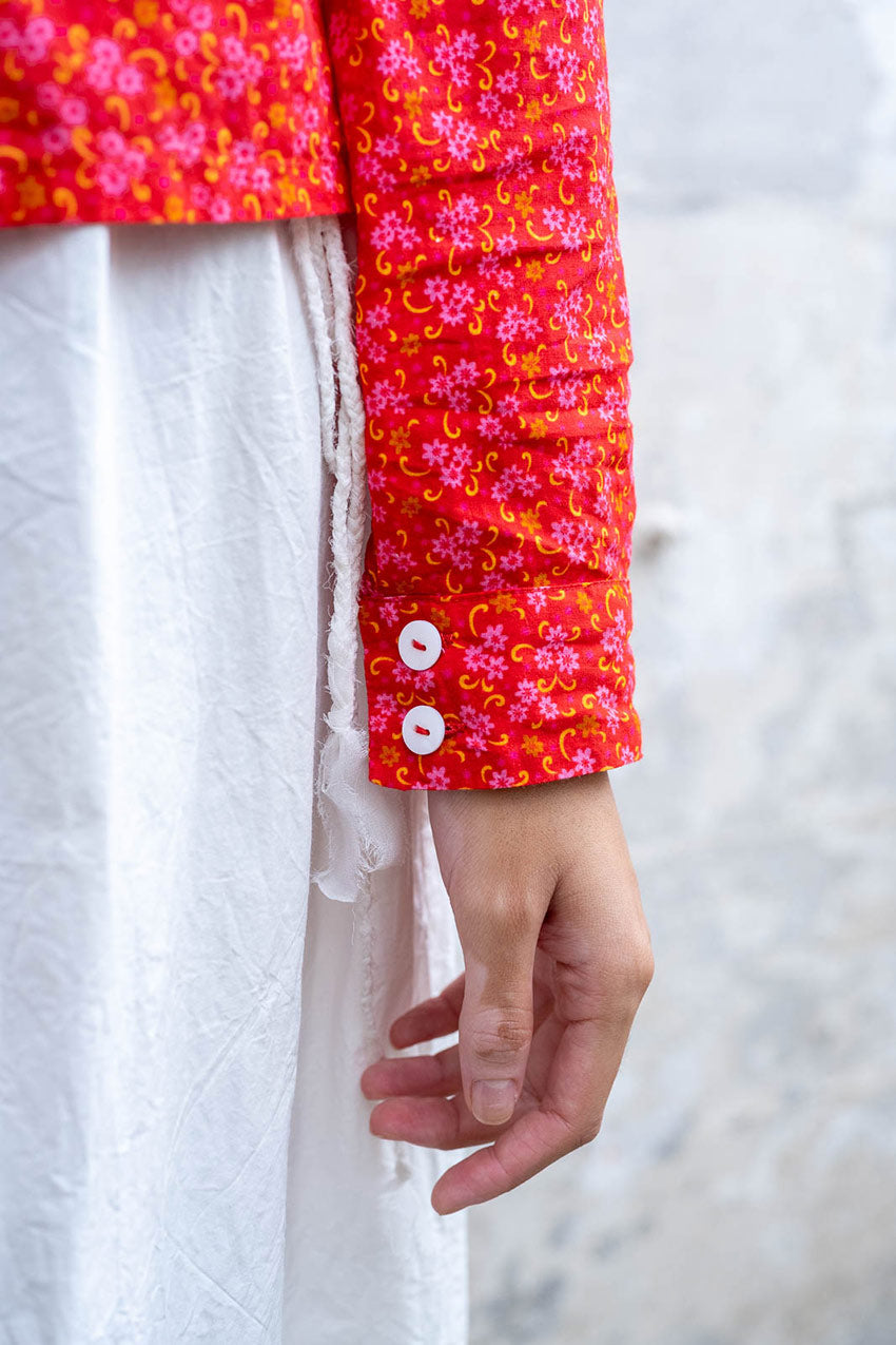 sale round collar shirt flower print