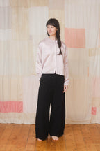 sale round collar blouse silk cotton satin