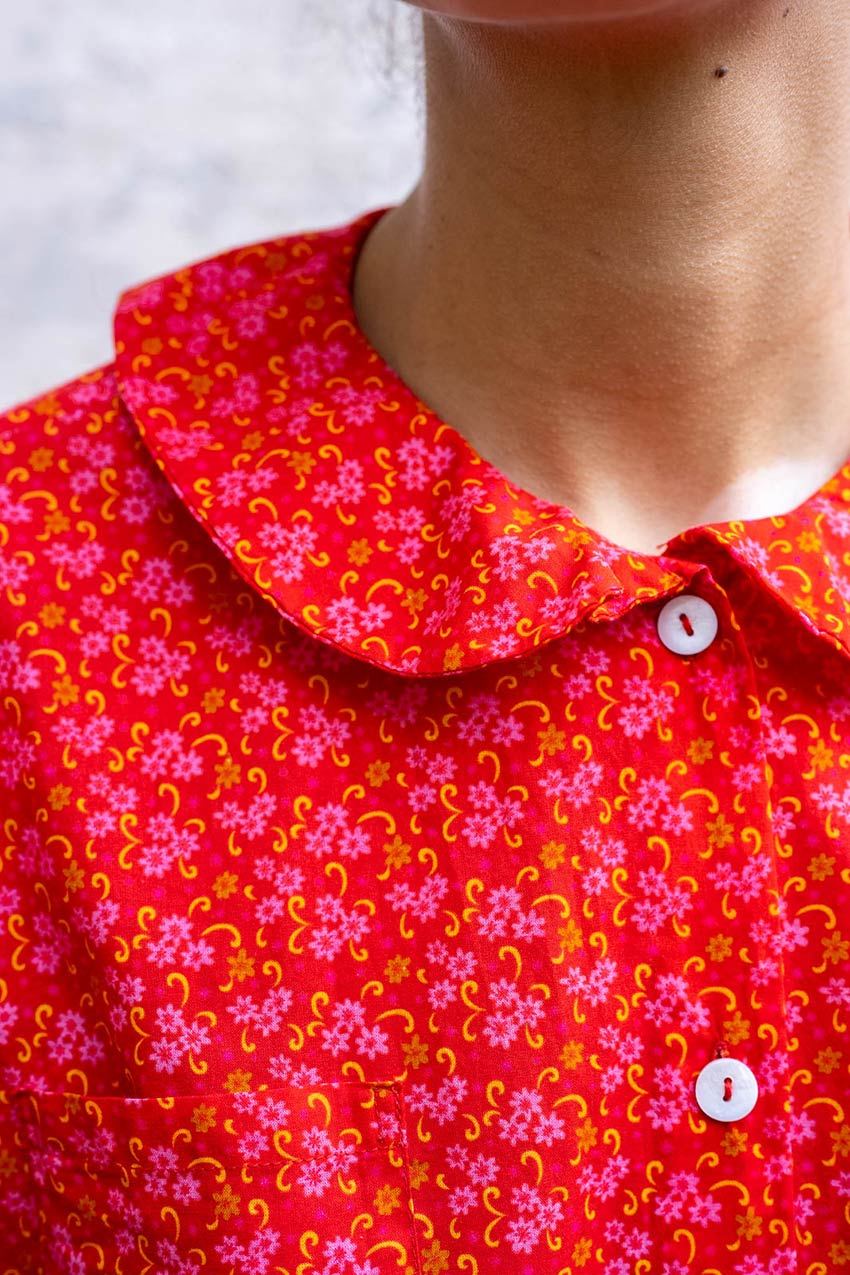 sale round collar shirt flower print