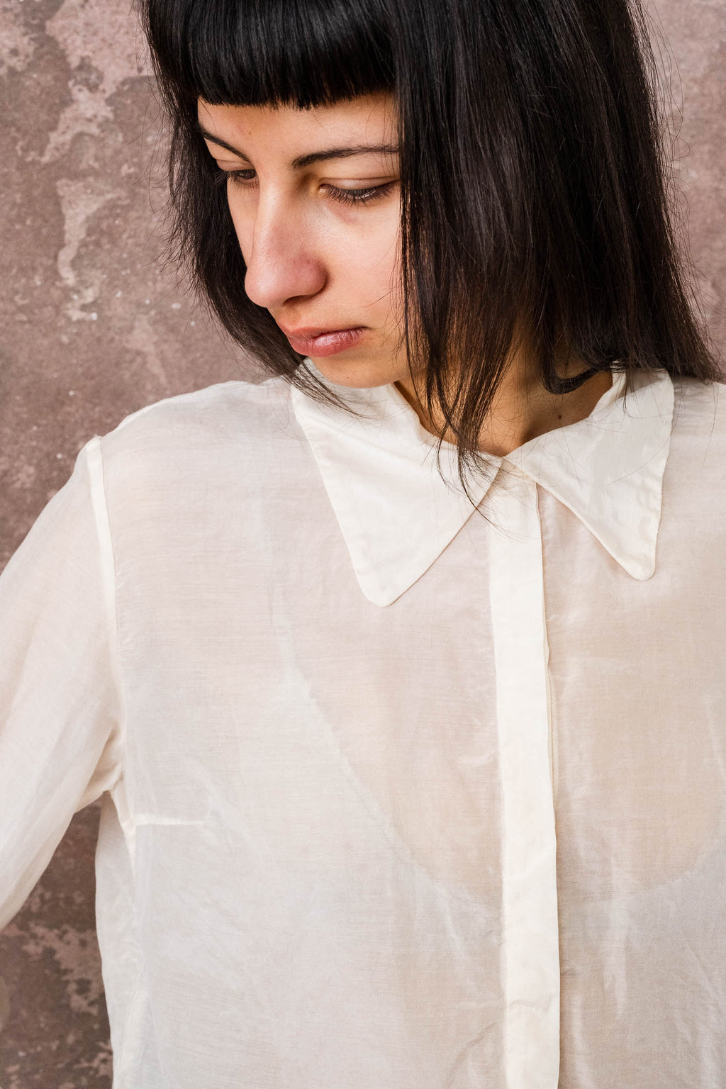 secret button shirt silk cotton voile