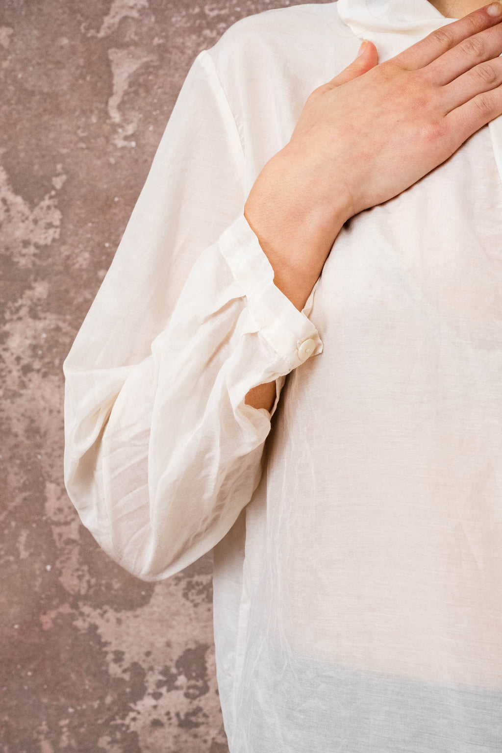 secret button shirt silk cotton voile