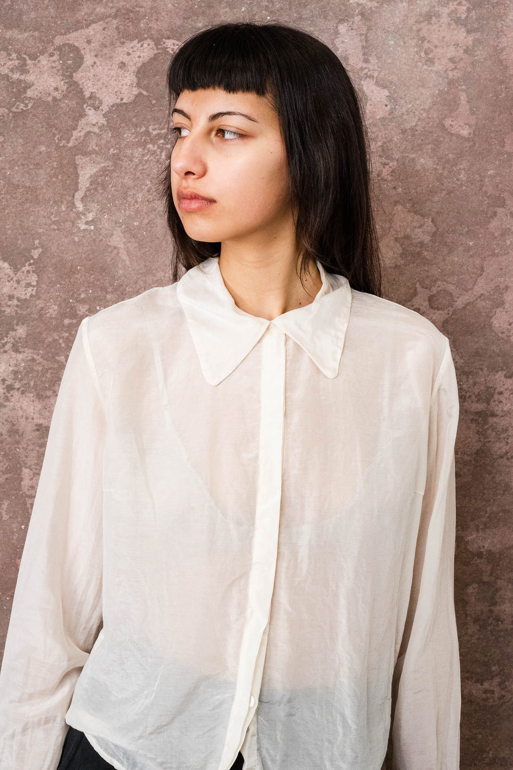 secret button shirt silk cotton voile